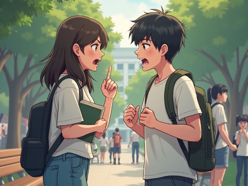 học sinh nam và nữ đang cãi nhau