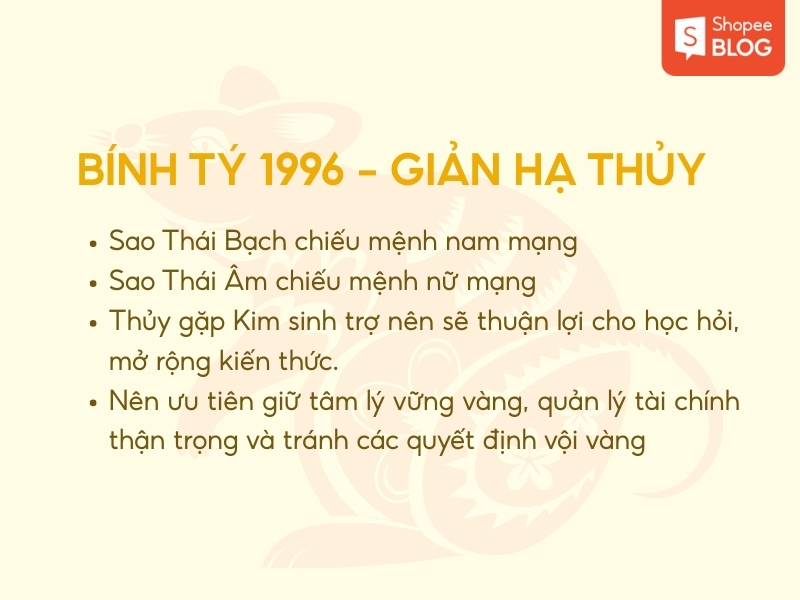 Tử vi tuổi bính tý 1996 năm 2026