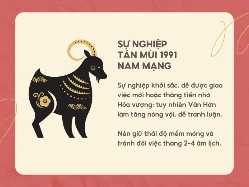 Sự nghiệp tuổi Tân Mùi 1991 nam mạng năm 2026