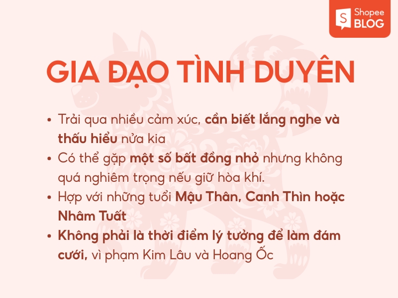 Gia đạo tình duyên tử vi nữ Giáp Tuất 1994