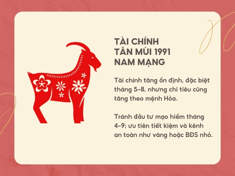 Tiền bạc tài chính tuổi Tân Mùi 1991 nam mạng năm 2026