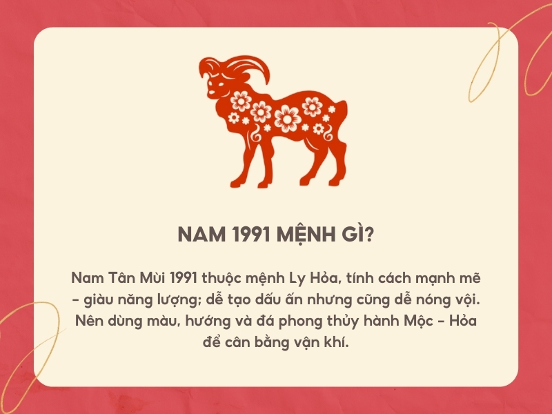 Nam 1991 mệnh gì?