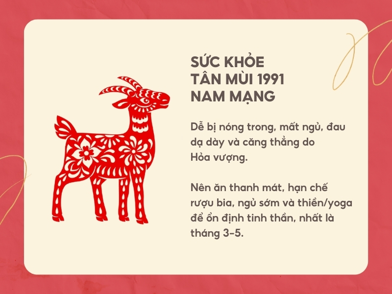 Sức khỏe tuổi Tân Mùi 1991 nam mạng năm 2026